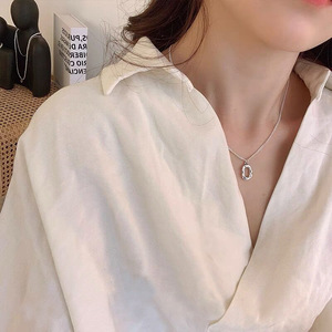 S925 Sterling Silver Irregular <b>Ring</b> Pendant <b>Necklace</b> Minimalist Clavicle Chain For Women Everyday Wear - Product Image 5