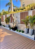 Plancher en teck pour extérieur, revêtement en bois-plastique WPC imperméable pour terrasses de jardin, patios et décoration de sols extérieurs