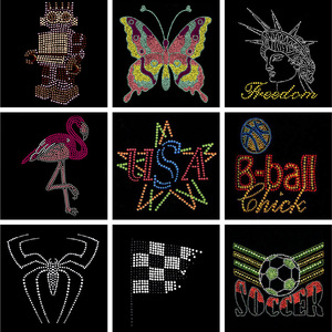 Luxury Low Minimum Cheer Custom Bling Hotfix Crystal Rhinestone Heat <strong>Transfer</strong> Design <strong>Iron</strong> <strong>on</strong> T-shirt - Product Image 5
