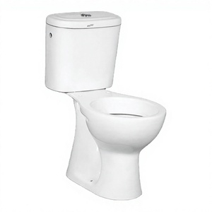 Cuvette de toilettes en céramique blanche deux pièces, WC traditionnel à poser au sol, cuvette ronde, siphon en S, chasse d'eau par gravité pour salle de bain d'hôtel - Product Image 3