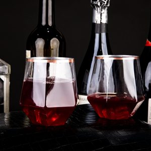 Tasses à vin <span class=keywords><strong>en</strong></span> <span class=keywords><strong>plastique</strong></span> transparent incassables <span class=keywords><strong>en</strong></span> diamant à bord <span class=keywords><strong>en</strong></span> or rose de 12oz verres à <span class=keywords><strong>champagne</strong></span> jetables incassables sans BPA - Product Image 3