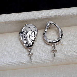 Boucles d'oreilles pendantes baroques en argent S925 Wenchi pour femmes, perles carrées mates DIY, accessoires 15833, perles déformables - Product Image 3
