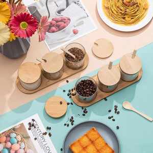 <b>Kitchen</b> <b>Storage</b> Organizations Bamboo Spice Rack Organizer Set with Glass Spice Containers and Bamboo Lids - Product Image 6