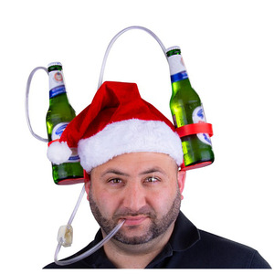 Christmas <b>Drink</b> <b>Hat</b> Red Satin Beer Helmet Party Accessory Unisex Winter Festive <b>Hat</b> - Product Image 4