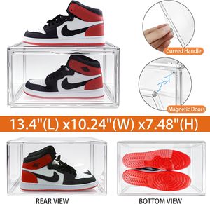Clear Magnet <b>Plastic</b> Shoe Boxes Custom Transparent <b>Display</b> Foldable Acrylic Drop Front Shoe Storage <b>Box</b> Stackable Organizer - Product Image 2