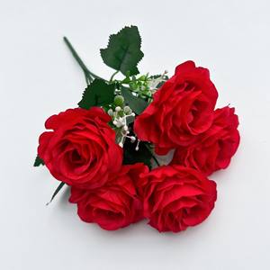 PT-R112 Bán Buôn Chất Lượng Cao Nhân Tạo Bất Cảm Ứng Cao Su Hoa Hồng Giả Lụa 5 Hoa Hồng Cho Đám Cưới Nhà Bên Trang Trí - Product Image 6