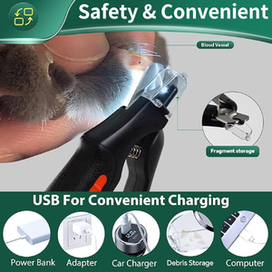Cortauñas para Perros de Fábrica, Recargable por USB, con Protector Antisalpicaduras, Lima de Uñas para Mascotas, para Perros Pequeños, Medianos y Grandes, Gatos, Cortauñas 2 en 1 para Gatos - Product Image 5