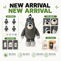 Porte-clés personnalisé en peluche loup gris, mignon dessin animé, ours en peluche, pendentif de sac, cadeau de vacances, décoration intérieure, OEM ODM, faible MOQ, polyester