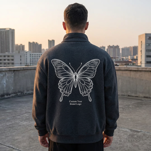 <span class=keywords><strong>Felpa</strong></span> con Cappuccio Bianca da Uomo Personalizzata OEM/ODM con Logo, Stampa a Farfalla sul Retro, Alta Qualità, Stile Streetwear Oversize - Product Image 2