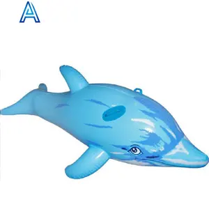Made in China PVC inflável golfinho tubarão peixe baleia forma cartoon animal passeio no brinquedo para crianças flutuador de água brinquedo