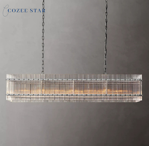 Lustre en verre moderne <span class=keywords><strong>San</strong></span> <span class=keywords><strong>Marco</strong></span> avec pendentifs lustres rectangulaires LED noirs Installation de projet de lampe suspendue à hauteur réglable - Product Image 3