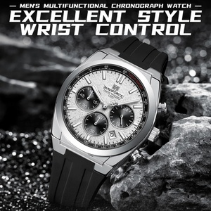NAVIFORCE 8080 Men's Quartz Watch Luminous Hands Silicone Strap Multifunctional <b>Chronograph</b> Watch 3ATM Waterproof Gift - Product Image 6
