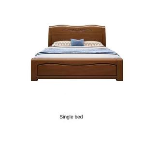 Современная кровать из массива сосны, не складная, размеры 1.2м/1.5м/1.8м, отделка под орех, для главной спальни - Product Image 1