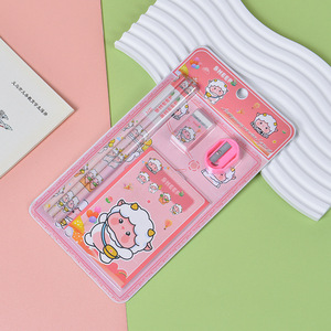Lot <span class=keywords><strong>de</strong></span> papeterie en gros pour enfants, motif animaux <span class=keywords><strong>de</strong></span> dessin animé, ensemble cadeau <span class=keywords><strong>de</strong></span> 6 pièces comprenant un crayon et une gomme pour les écoliers - Product Image 5