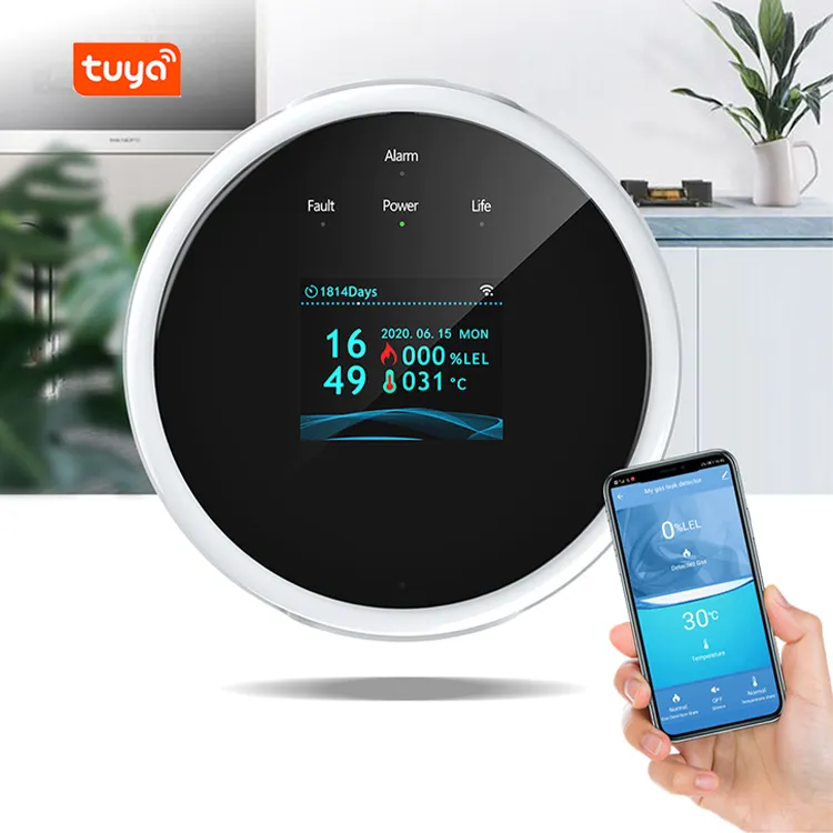 Tuya wireless gas leak detectors with LCD screen display support WIFI connection