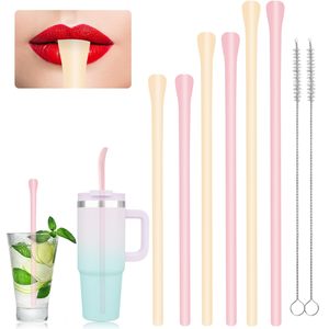 Reusable Silicone Straws for 40oz & 30oz Tumblers <b>Cup</b> Cleaning Brushes Adjustable Length Soft Drinking Straws for <b>Large</b> <b>Cups</b> - Product Image 1