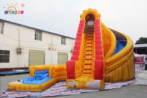 Winsun khổng lồ màu vàng đá cẩm thạch cong Lane Thrill nhảy lâu đài Inflatable trượt nước với hồ bơi cho người lớn N trẻ em - Product Image 2