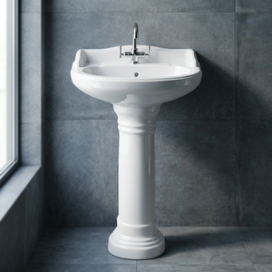 Lavabo de Cerámica Blanco Brillante de Calidad de Exportación, Lavabo de Pedestal Completo, Lavabo de Porcelana para Baño, Artículos Sanitarios - Product Image 6