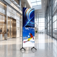 Écran publicitaire LED mobile d'intérieur P1.25 1mx2m de qualité supérieure avec roues verrouillables pour événements de lancement de marque