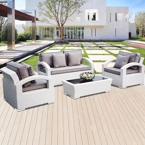 Ensemble de canapé et de chaises d'extérieur en rotin tressé PE de luxe avec coussins imperméables, meubles de jardin durables et écologiques - Product Image 2