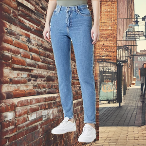 Jean décontracté taille haute coupe droite ample pour femme, respirant, noir uni délavé, coupe ample, pantalon long, denim vintage personnalisé - Product Image 2