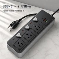 Multiprise industrielle indépendante 3 prises 2 USB-A 1 USB-C avec prise standard américaine pour le Nigéria, Dubaï, l'Égypte et l'Arabie Saoudite
