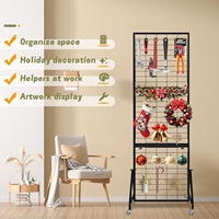 Support d'affichage pliable sur roulettes en grille métallique mobile pour décorations de mariage, Noël et anniversaire