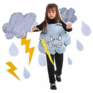 ชุดคอสเพลย์พายุฝนสำหรับเด็ก พร้อมฟ้าร้องและหยดน้ำฝน สำหรับการแสดงในโรงเรียนในวันฮาโลวีน - Product Image 1