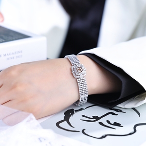 Pulsera de Oro Sólido de 18K de Alta Calidad con Diamantes Naturales, Diseño de Reloj, Exquisita y Moderna, para Regalo de Cumpleaños para Novia - Product Image 2