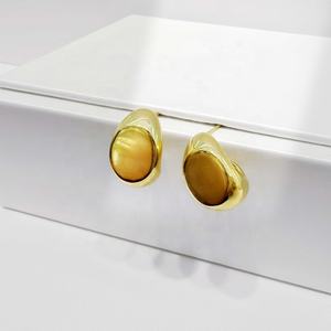 Prix usine – Nouvelles boucles d'oreilles clous grandes en argent plaqué or 925, personnalisées, polies, pour femmes, style western, hip-hop, géométriques - Product Image 5