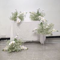 Chemin de table de mariage style Mori en soie blanche et verte, fleurs artificielles pour allée de mariage, arrangements floraux artificiels, palette de blanc