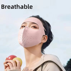 Masque de protection solaire UPF50+ pour le visage, respirant, coupe-vent, en soie glacée 3D, polyester, pour l'été - Product Image 4