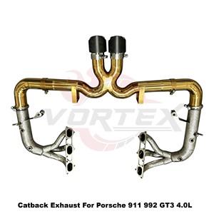 Système d'échappement complet Vortex Heat Shield en titane avec collecteurs pour Porsche 911 992 GT3 4.0L 2022-2025, embouts en carbone, kit de tuning - Product Image 3