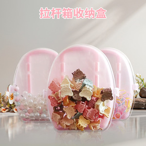 Transparent Beaded Toy Storage Box Plastic Jewelry Organizer For Hair Ties Clips And Accessories With Handle - Product Image 5