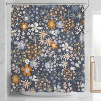 Rideau de douche moderne imprimé floral 3D, motif Art Déco fleurs sauvages, polyester imperméable, 12 crochets, pour salle de bain style ferme