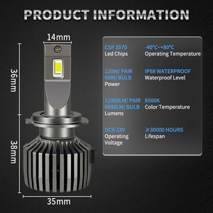 Faros Delanteros LED para Automóvil Modelo Popular G4 17000LM H1 H4 H7 H11 E46 360 Grados D1S D2S D3S D4S F10 Ip65 Resistentes al Agua para Toyota Nissan - Product Image 2
