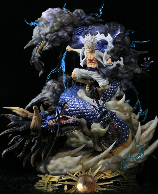 1 Piece 60cm Huge Figure Luffy VS Kaidou Gear5 Nicar Fight With Light Model Ornament Collect Anime Big Doll Toys