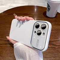 Étui de téléphone en silicone mat acrylique à grande fenêtre pour iPhone 15 14 13 2 Pro Max Plus Protection d'objectif de caméra Couverture d'origine