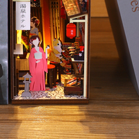 CAYI Nook Book 3d Puzzle en bois Style japonais Sakura Town Book Nook Kit Serre-livres Diy Miniature House Kit Booknook Shelf Insert
