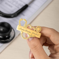 Broche de médico personalizado con logotipo grabado, Pin de solapa con nombre grabado, estetoscopio, insignia médica, regalo para enfermera