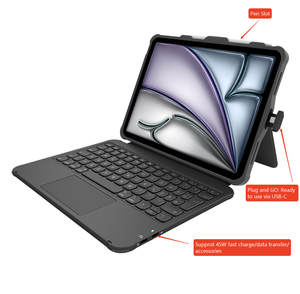 เคสคีย์บอร์ดหนัง PU พรีเมียมแบบ USB-C ทนทาน พร้อมช่องใส่ปากกา สำหรับ iPad รุ่นที่ 10 ขนาด 10.9 นิ้ว 11 นิ้ว A16 ปรับแต่งรูปแบบภาษาได้ - Product Image 4