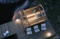 Sauna de Cedro Rojo de 1.8M con Vidrio Panorámico Semicircular - Nuevo Stock de Almacén - ¡Más Vendida!