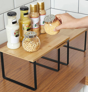 Scaffale Portaoggetti Multifunzionale in <span class=keywords><strong>Legno</strong></span> a 2 Ripiani, Organizzatore per <span class=keywords><strong>Spezie</strong></span> da Cucina, Espositore per Bancone, Armadietto, Soggiorno e Scrivania - Product Image 3