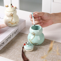 Dragon de Feu Minimaliste en Céramique en Forme de Gourde, Origine Fujian, Ornement de Bureau, Boîte de Rangement Hermétique Anti-humidité pour Poudre Parfumée et Thé