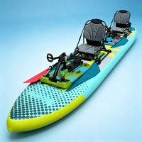 Planche de SUP gonflable double pour sports nautiques en plein air, bateau de pêche gonflable équipé d'un système de repose-pieds en métal