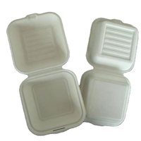 Boîte à lunch jetable biodégradable, compatible micro-ondes, en bagasse, type clamshell, pour plats à emporter, fabriquée à partir de canne à sucre, certifiée OK Compost