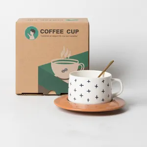 Tasse à café en céramique de luxe de haute qualité en gros tasse à café et soucoupe et cuillère ensemble pour le thé de l'après-midi