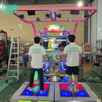Machine d'arcade de danse commerciale 2 joueurs avec lumières LED, jeu musical à monnayeur, fitness arcade, suivi de mouvement pour la danse