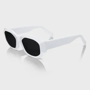 Yeetian Hot Trendy Unisex Occhiali Da Sole Hign End Polygon White Bevel Cut Design Frame Custom Acetate Sunglasses For Women