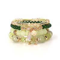 Stock de mode vente à chaud ensemble de 4 pièces bracelet de tempérament en cristal de verre multicouche de Bohème bracelet de style exotique